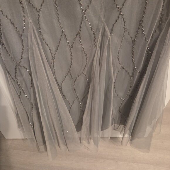 Roaman’s Beaded Gray Mesh Evening Gown (Plus Size 22W) - Picture 3 of 3
